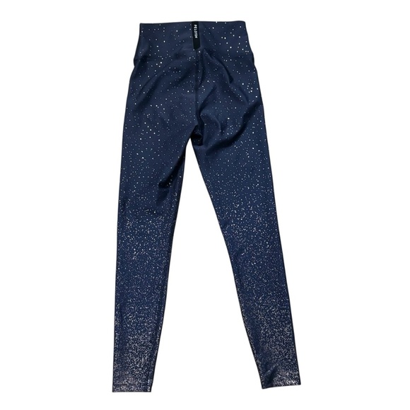 Peloton Show Up Sparkle Leggings Womens Size Medium Navy Blue Foil Details - Picture 3 of 8